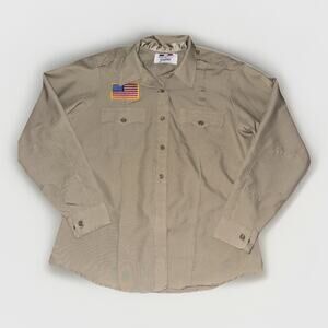 Vintage Flying Cross Tan Shirt 23x27 100% Polyester USA Military